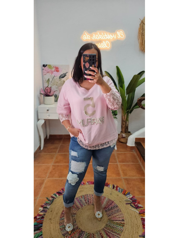 Sudadera mangas encaje +Colores 