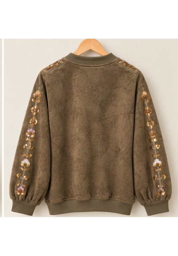 Chaqueta antelina joya verde 