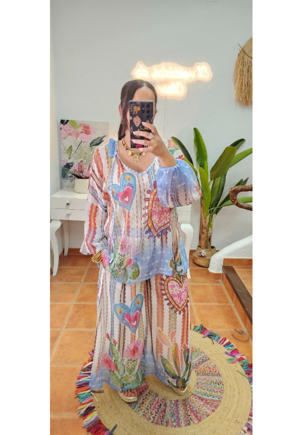 Conjunto corazones azul