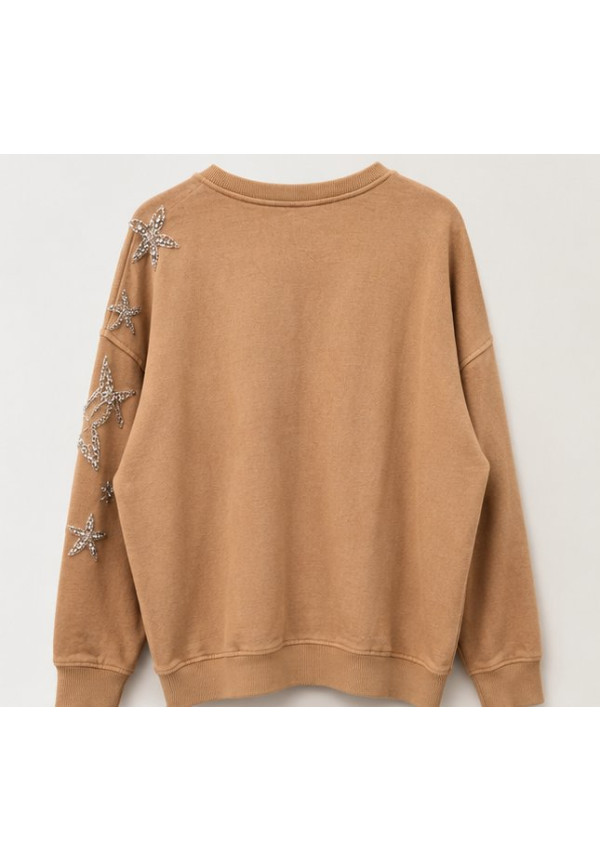 Sudadera camel estrellas joyas 