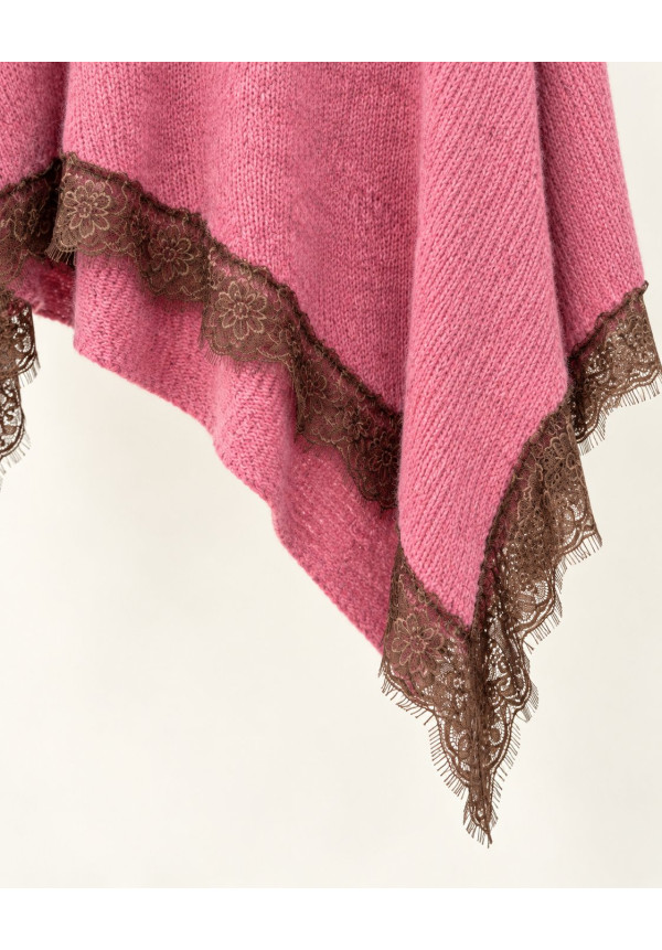 Jersey rosa asimétrico encaje marrón 