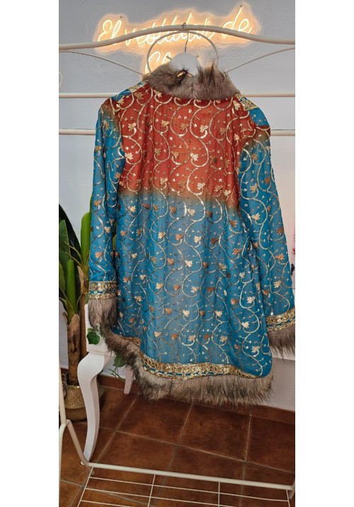 Abrigo india turquesa 