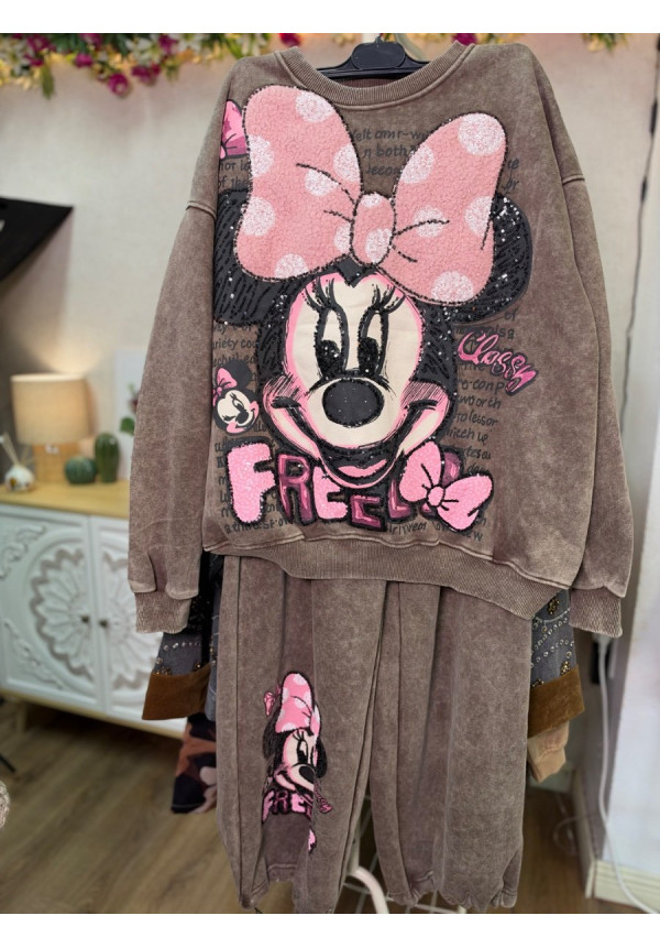 Chándal minnie lazo rizo marrón 