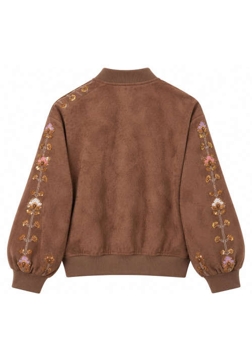 Chaqueta antelina joya marrón 