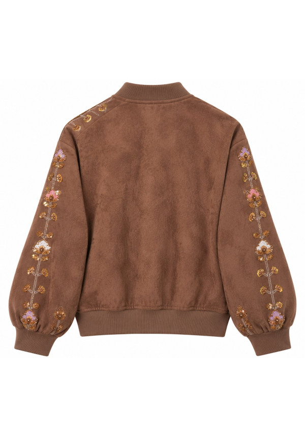 Chaqueta antelina joya marrón 