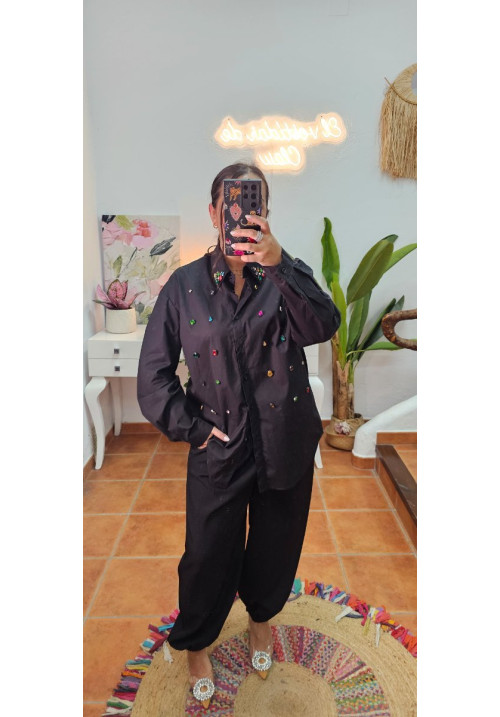 Pantalon pinzas negro