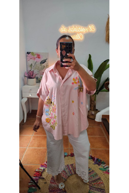Camisa flores bordadas + Colores 