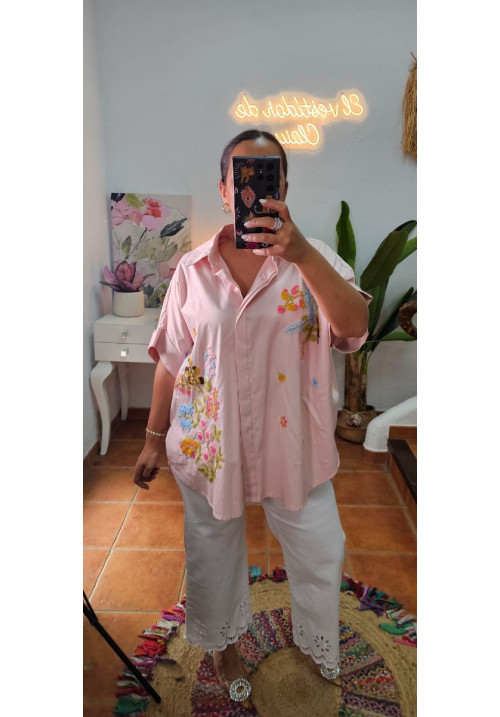 Camisa flores bordadas + Colores 