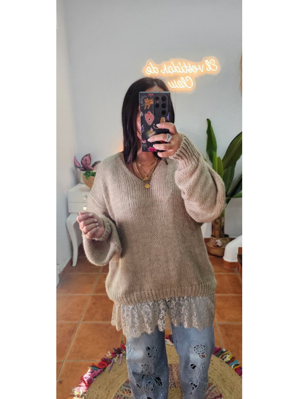 Jersey puntilla beige 