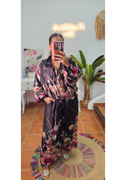 Conjunto flores satén 