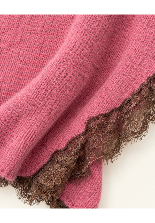 Jersey rosa asimétrico encaje marrón 