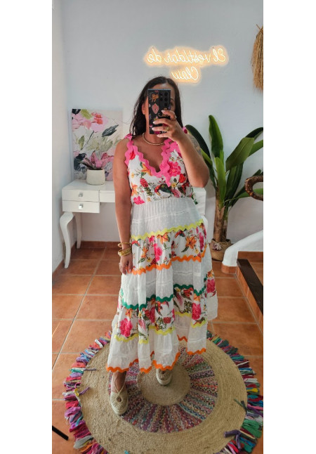 Vestido estampado tirantes hondas 