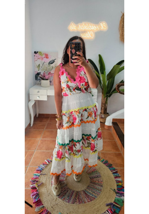 Vestido estampado tirantes hondas 