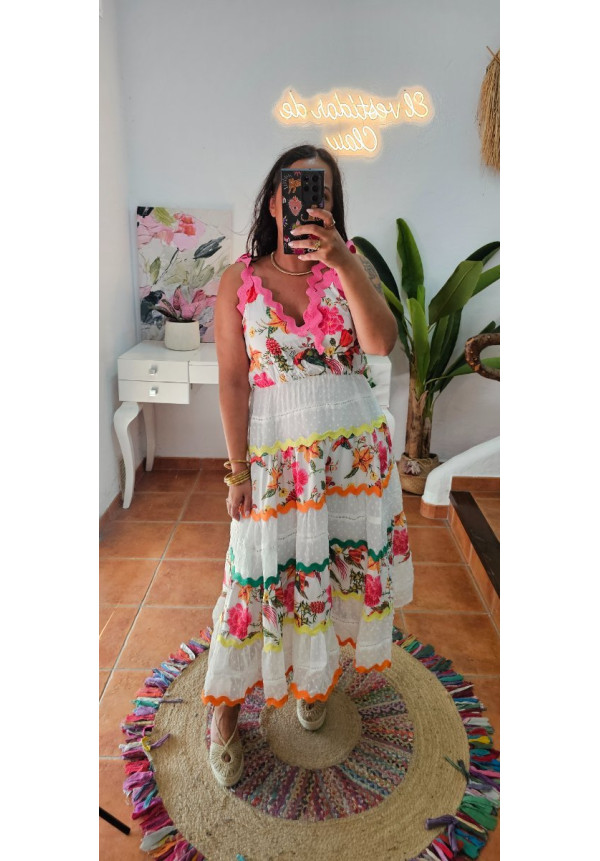 Vestido estampado tirantes hondas 