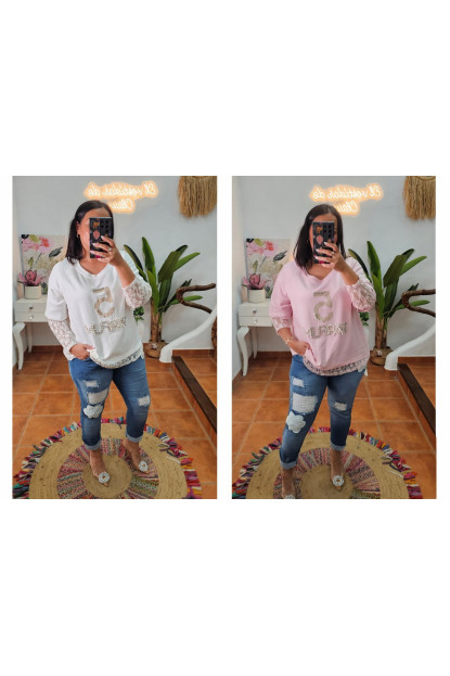 Sudadera mangas encaje +Colores 