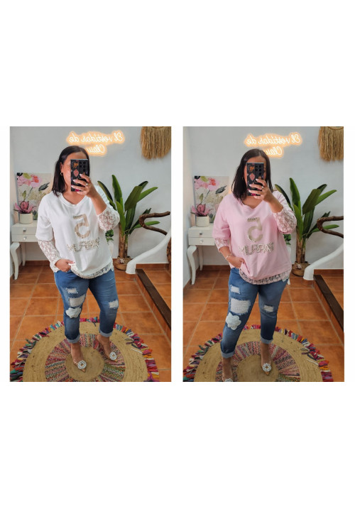 Sudadera mangas encaje +Colores 