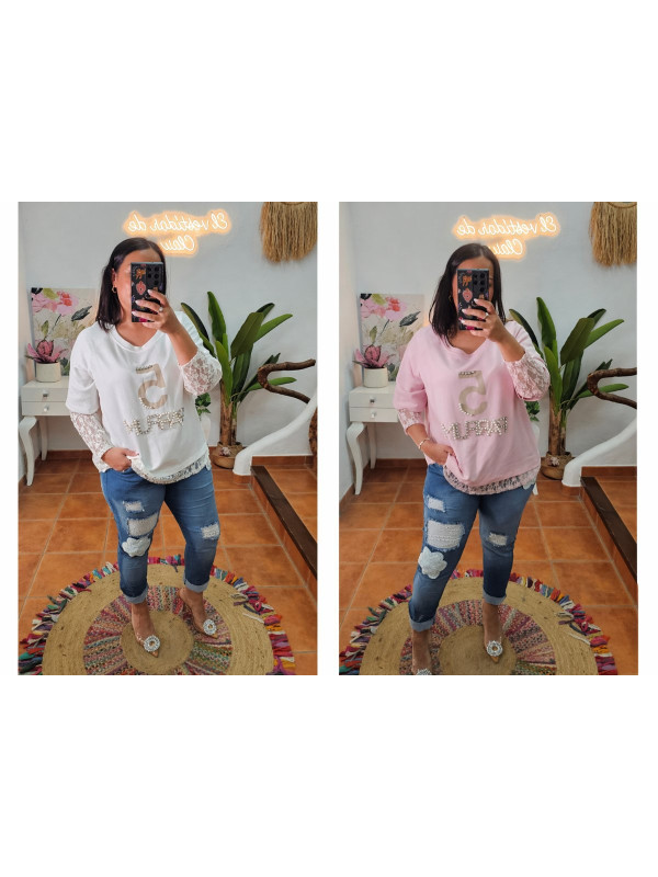 Sudadera mangas encaje +Colores 