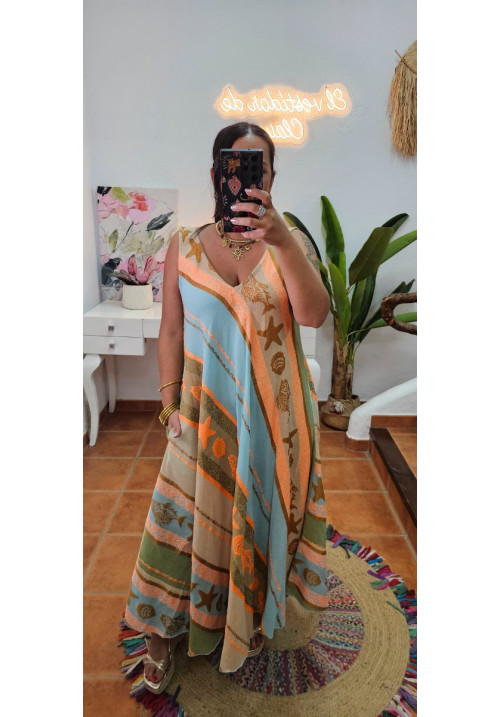 Vestido bordado peces 