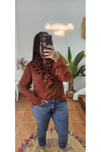 Blusa chorreras caramelo 