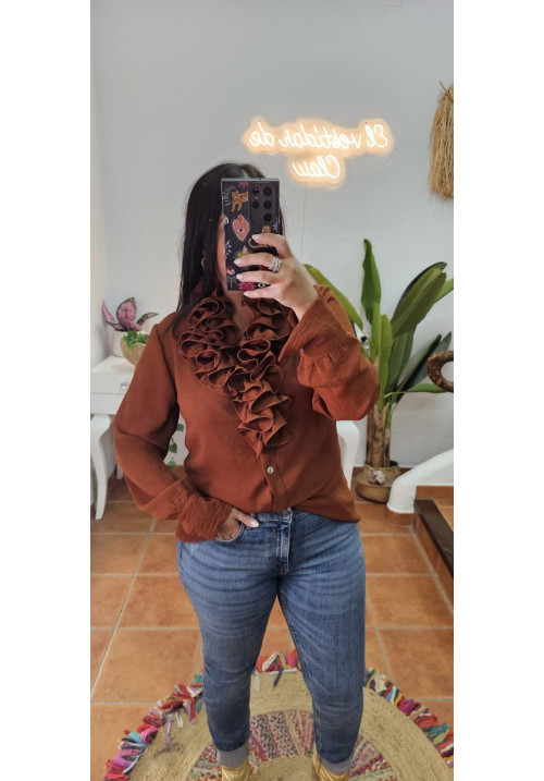 Blusa chorreras caramelo 