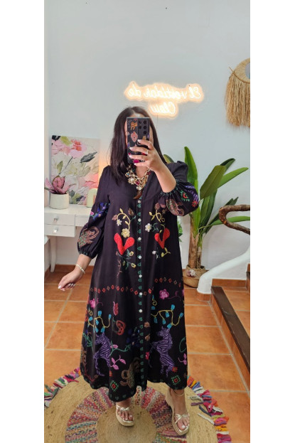 Vestido camisero estampado corazones 