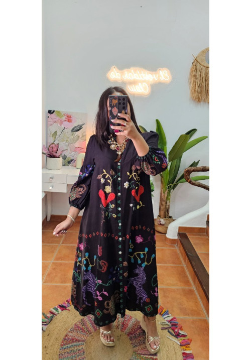 Vestido camisero estampado corazones 