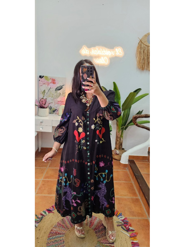Vestido camisero estampado corazones 
