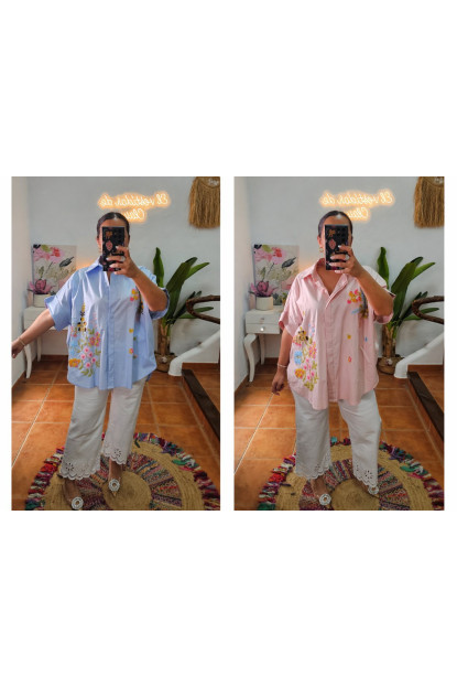 Camisa flores bordadas + Colores 
