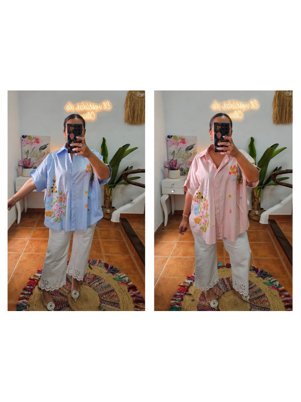 Camisa flores bordadas + Colores 