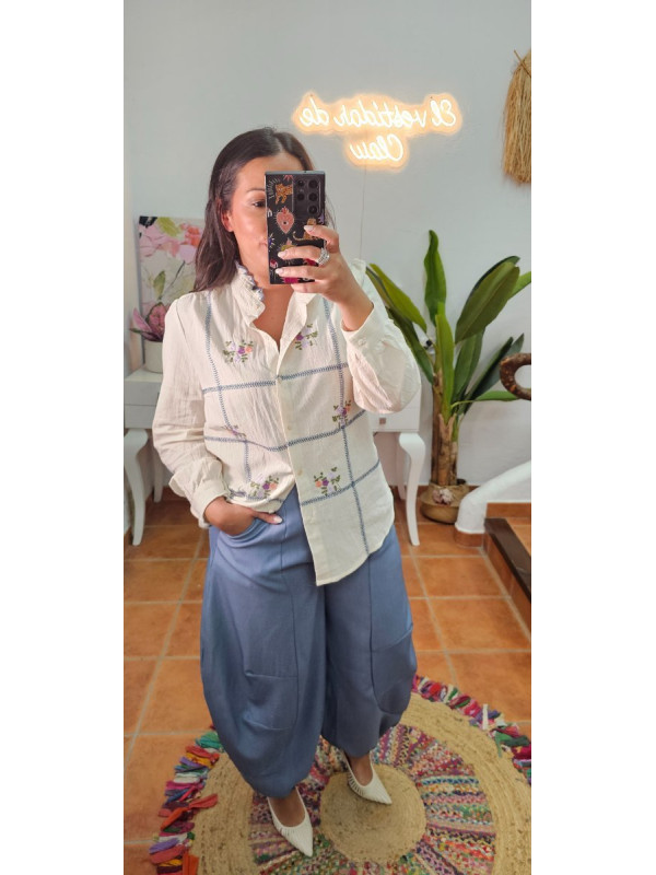 Pantalón denim pinzas