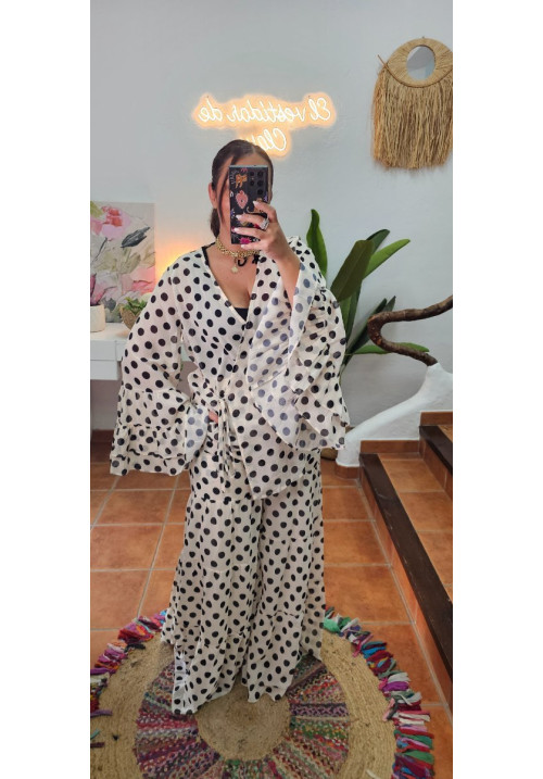 Conjunto gasa lunares 