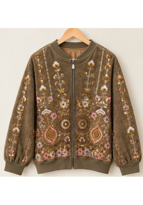 Chaqueta antelina joya verde 