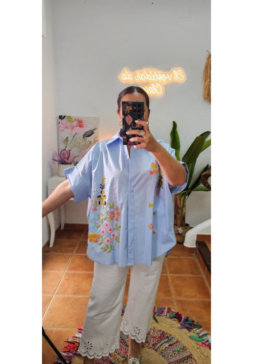 Camisa flores bordadas + Colores 