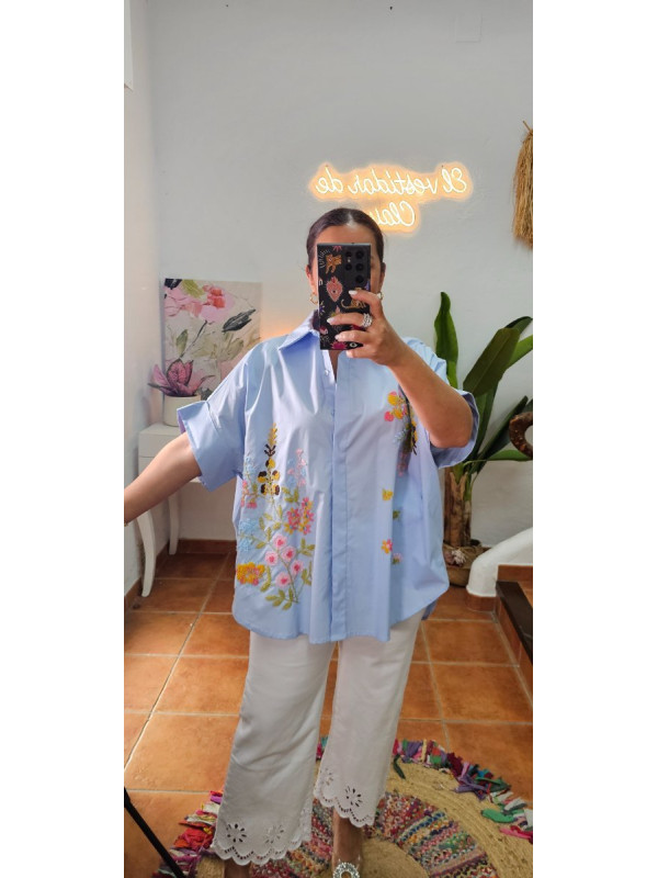 Camisa flores bordadas + Colores 
