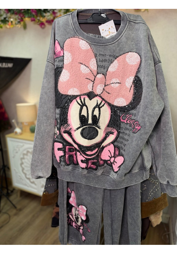 Chándal minnie lazo rizo gris 