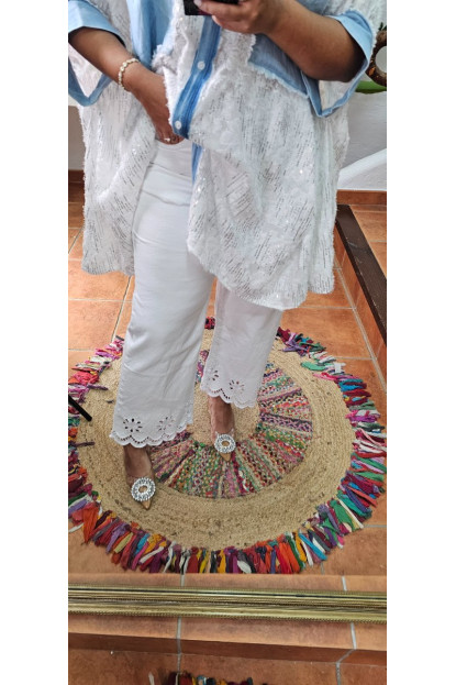 Jeans blancos bajo calado 