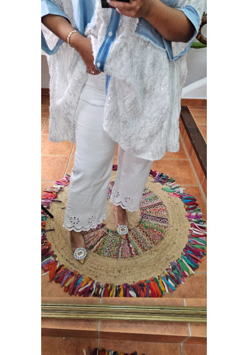 Jeans blancos bajo calado 