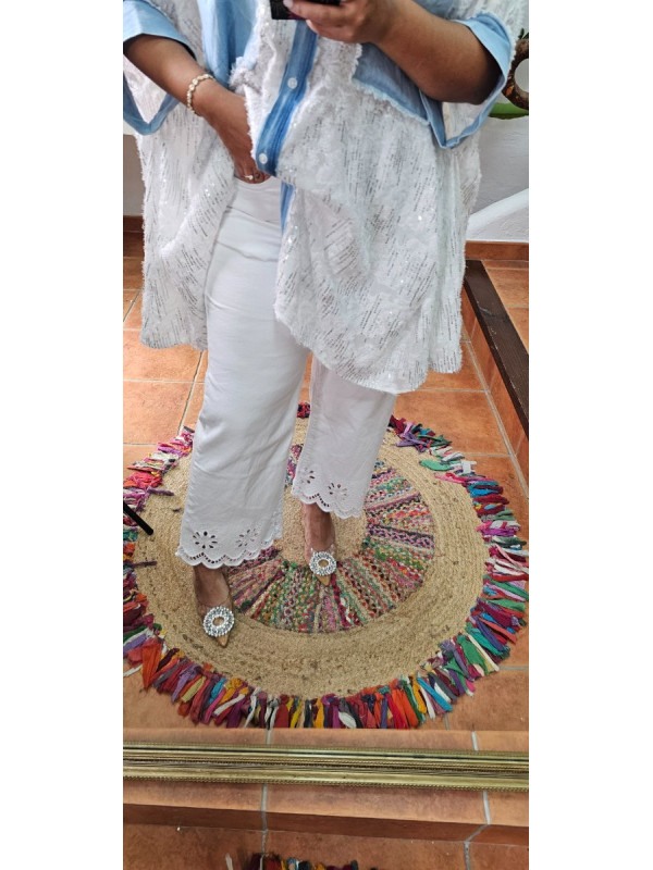 Jeans blancos bajo calado 