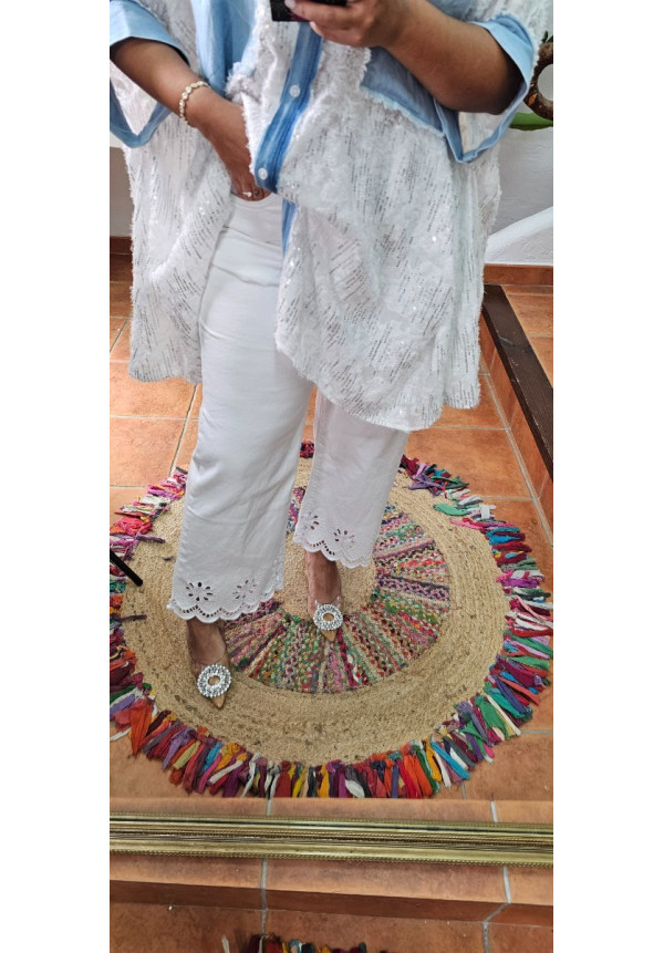 Jeans blancos bajo calado 