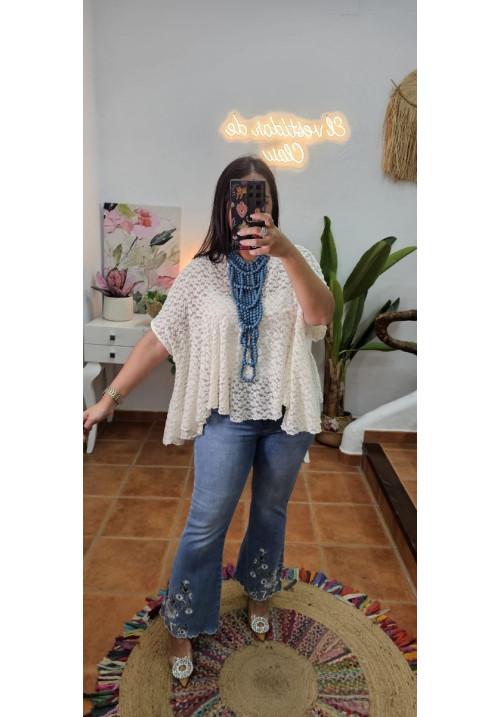 Camiseta crudo encaje 