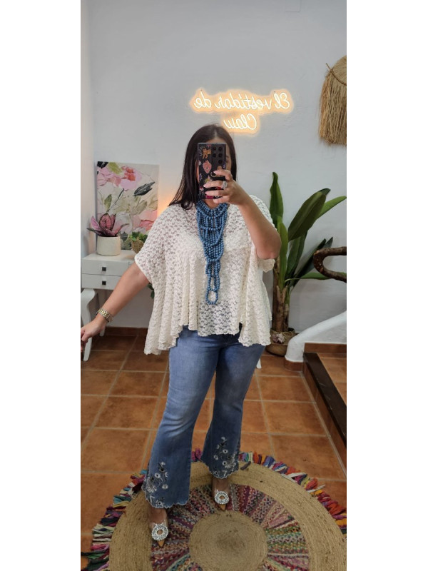 Camiseta crudo encaje 