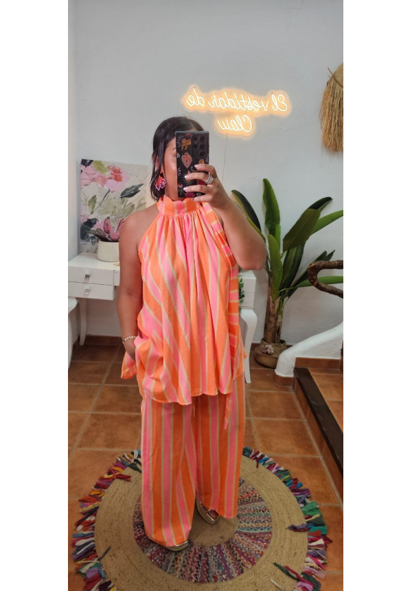 Conjunto rayas fluor 