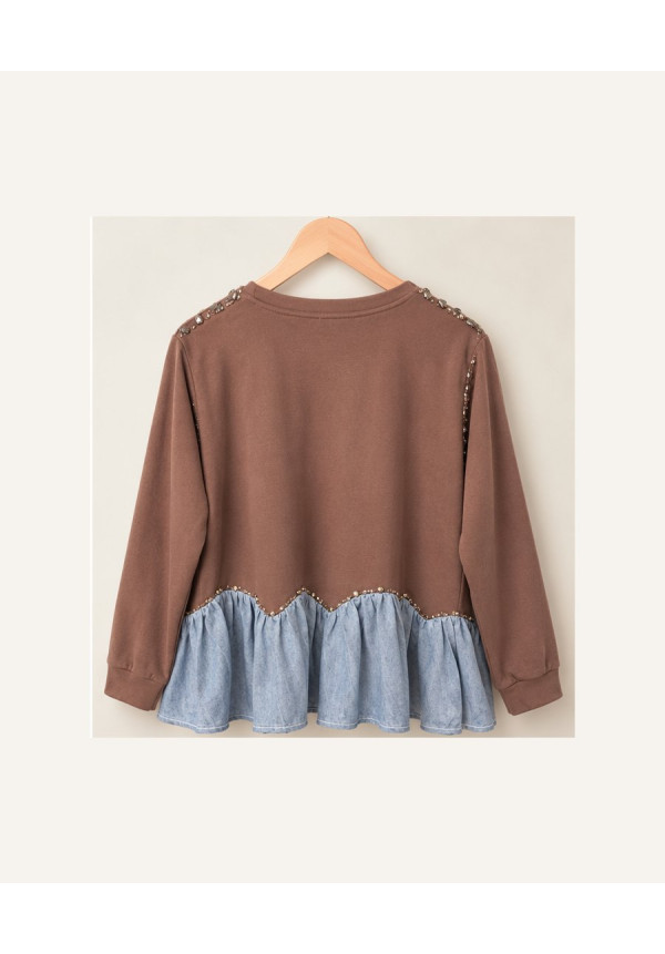 Sudadera combi tencel joyas marrón 