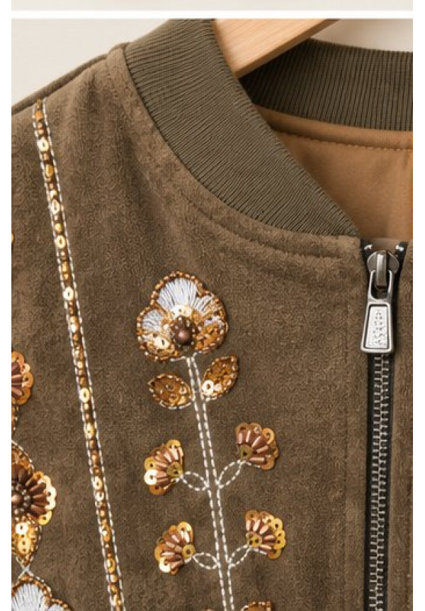 Chaqueta antelina joya verde 