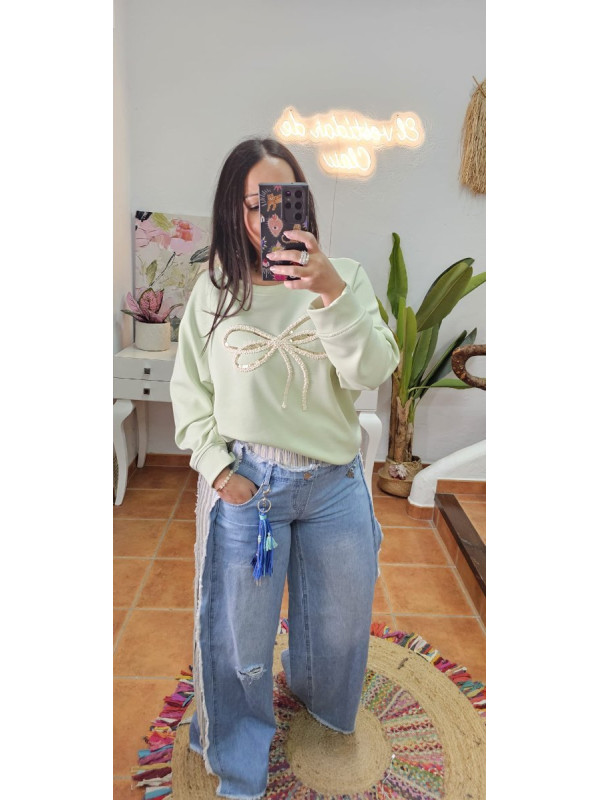 Sudadera menta lazo