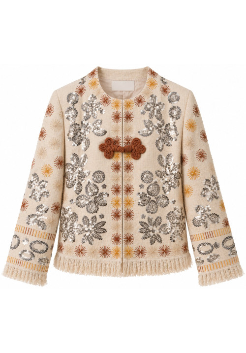 Chaqueta Asia alamares bordada 