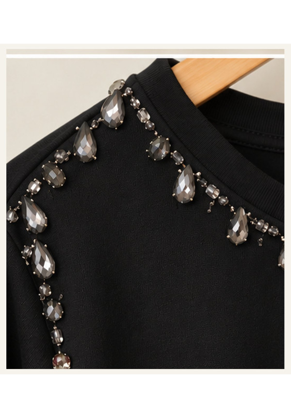 Sudadera combi tencel joyas negro 