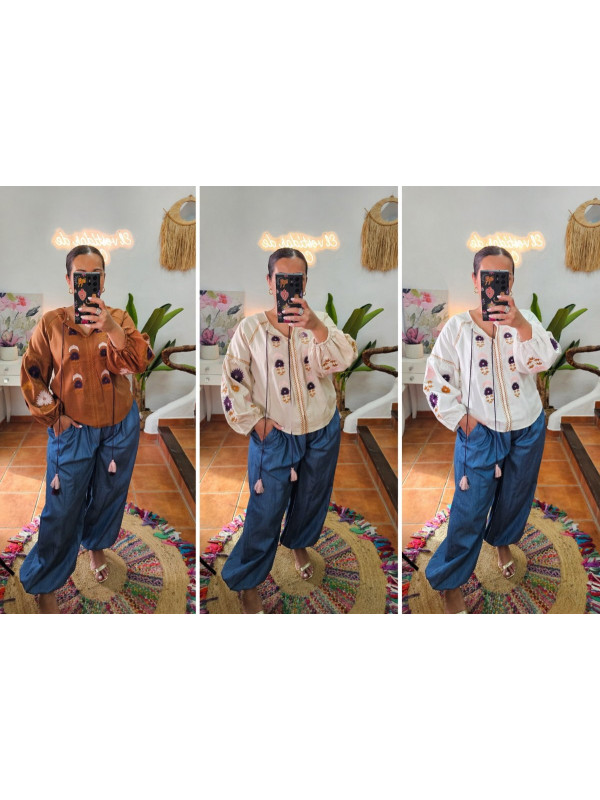 Blusa bordada cuerdas + Colores 