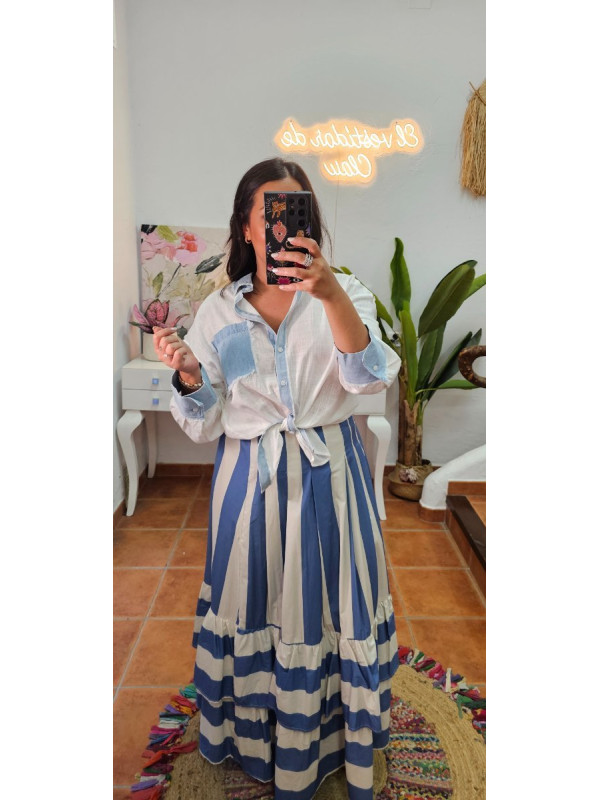 Faldas rayas celeste 