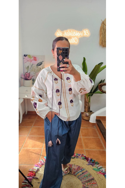 Blusa bordada cuerdas + Colores 